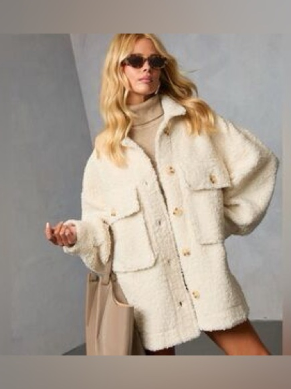 NWT English Factory Oversize Faux Shearling Jacket Size L